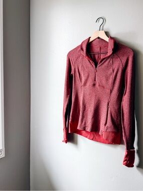 Lululemon Red Half Zip Pullover Thumbholes Athletic Top Size 6